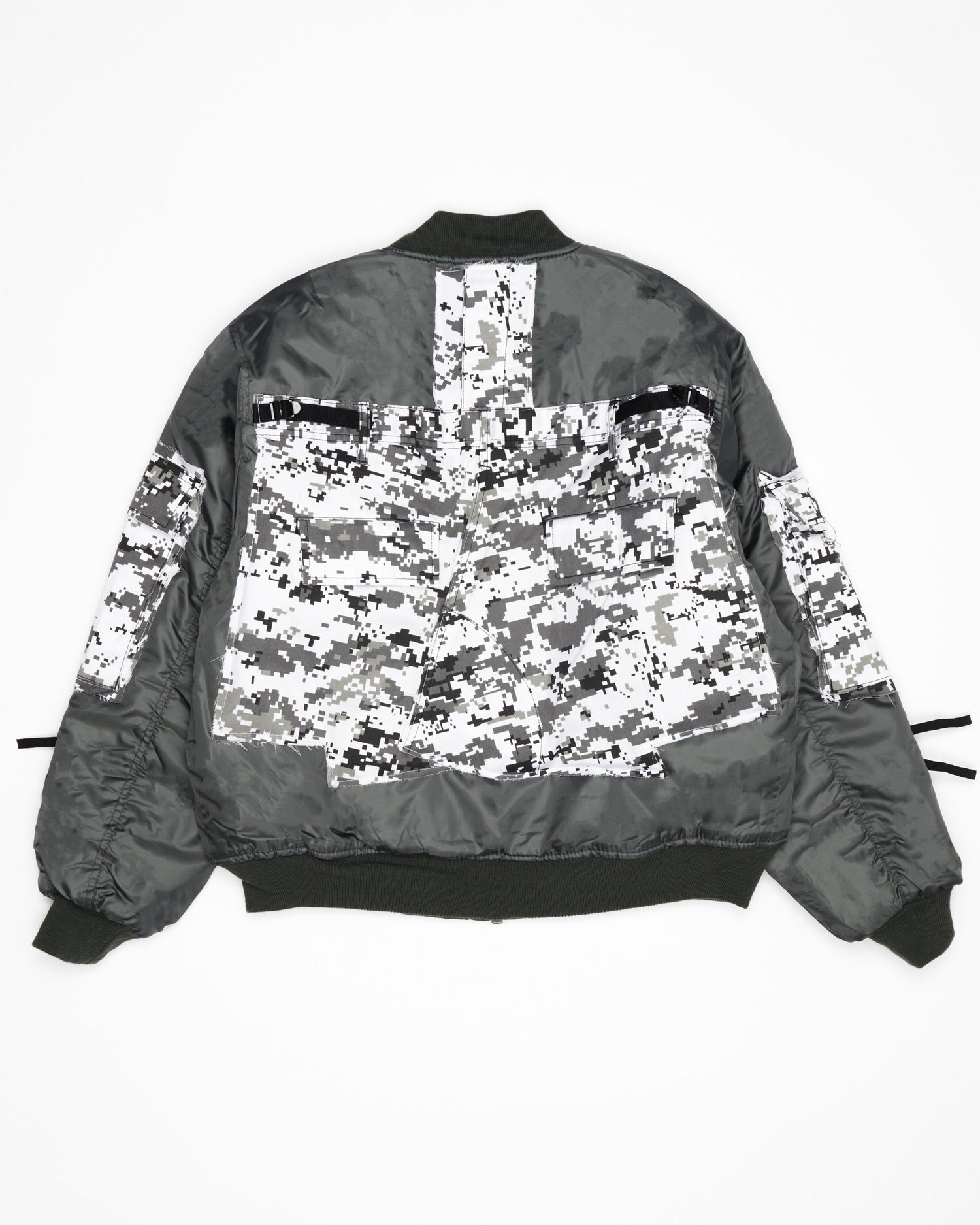 White Digital Camo Cargo Bomber Jacket