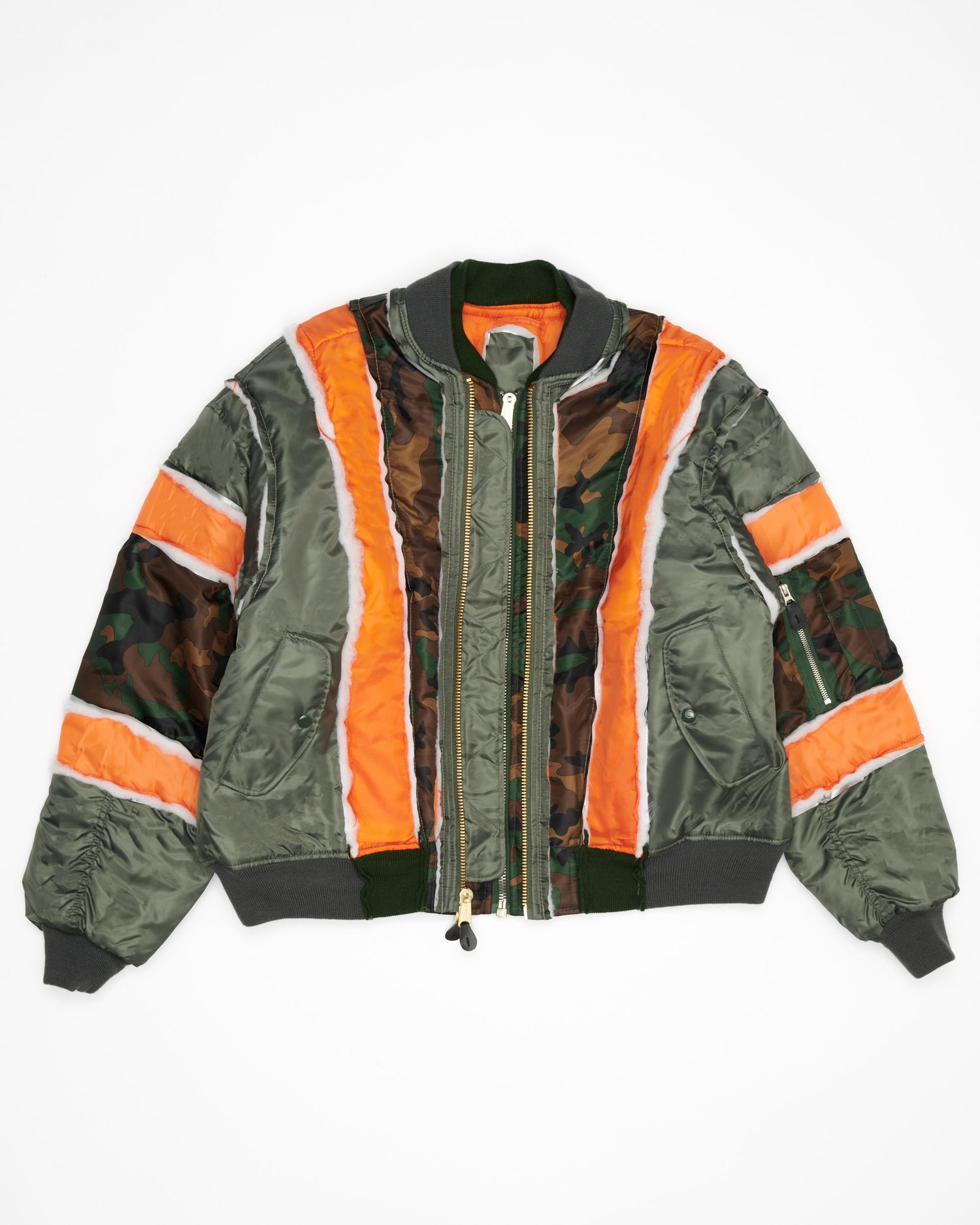 Woodland Camo/Olive Raw Panel Bomber Jacket