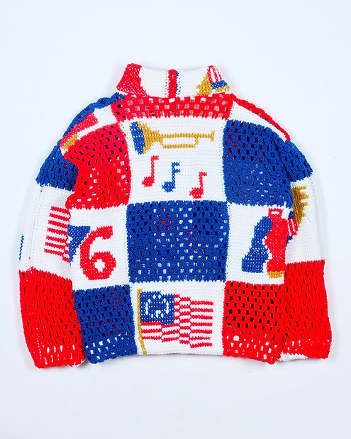 Red White Blue Crochet Zip Jacket
