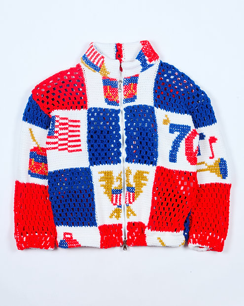 Red White Blue Crochet Zip Jacket