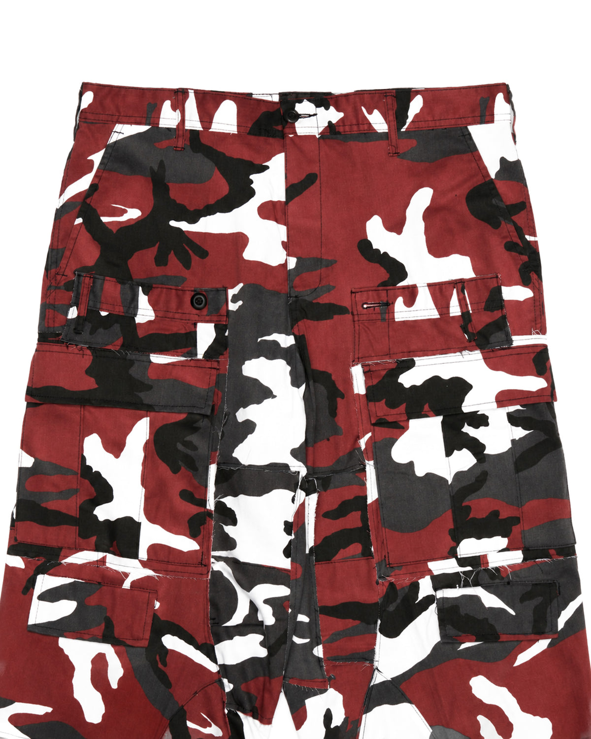 Red Rework Camo Cargo Pants