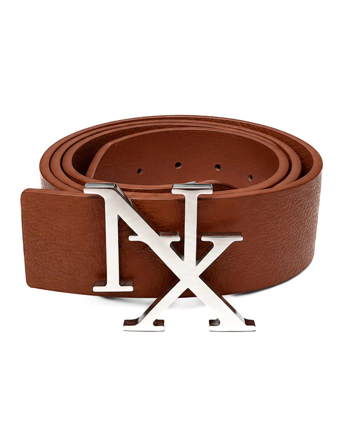 NX Logo Dark Brown Leather Belt
