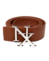 NX Logo Dark Brown Leather Belt