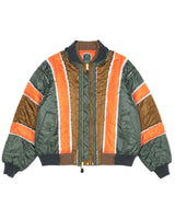 Olive/Gold Raw Panel Bomber Jacket