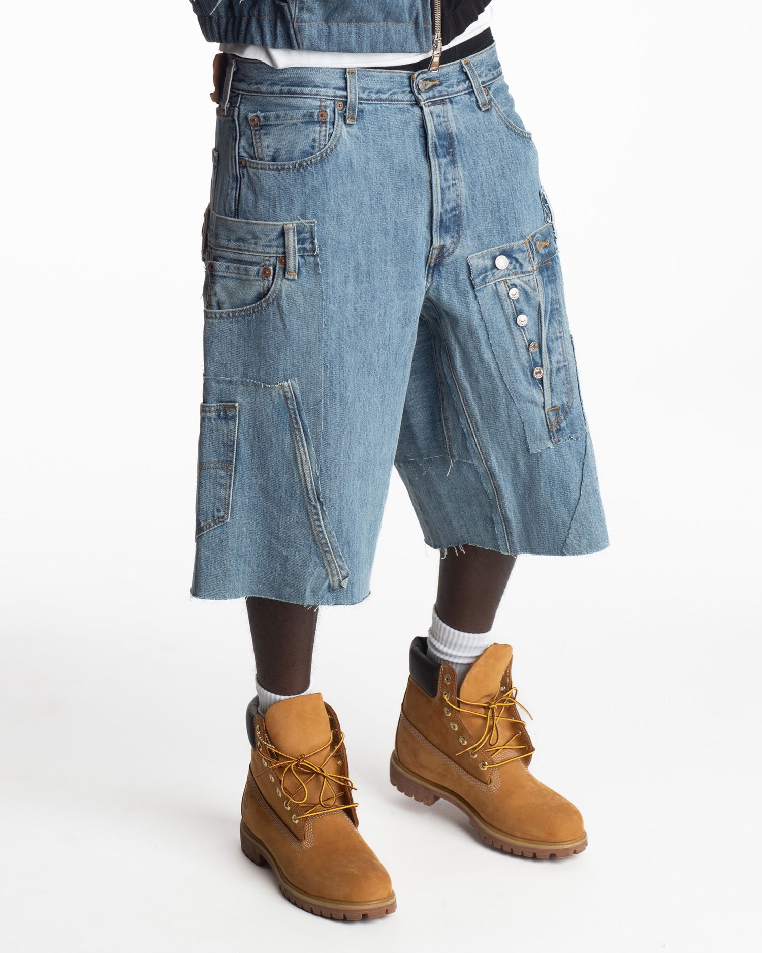 Medium Wash Rework Denim Shorts