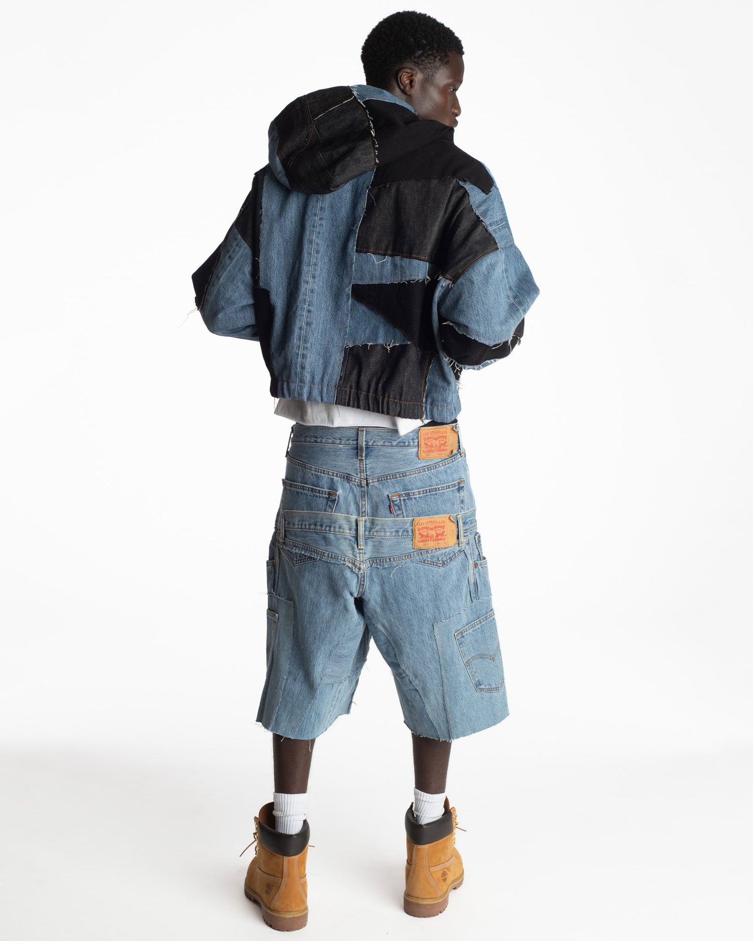 Medium Wash Rework Denim Shorts