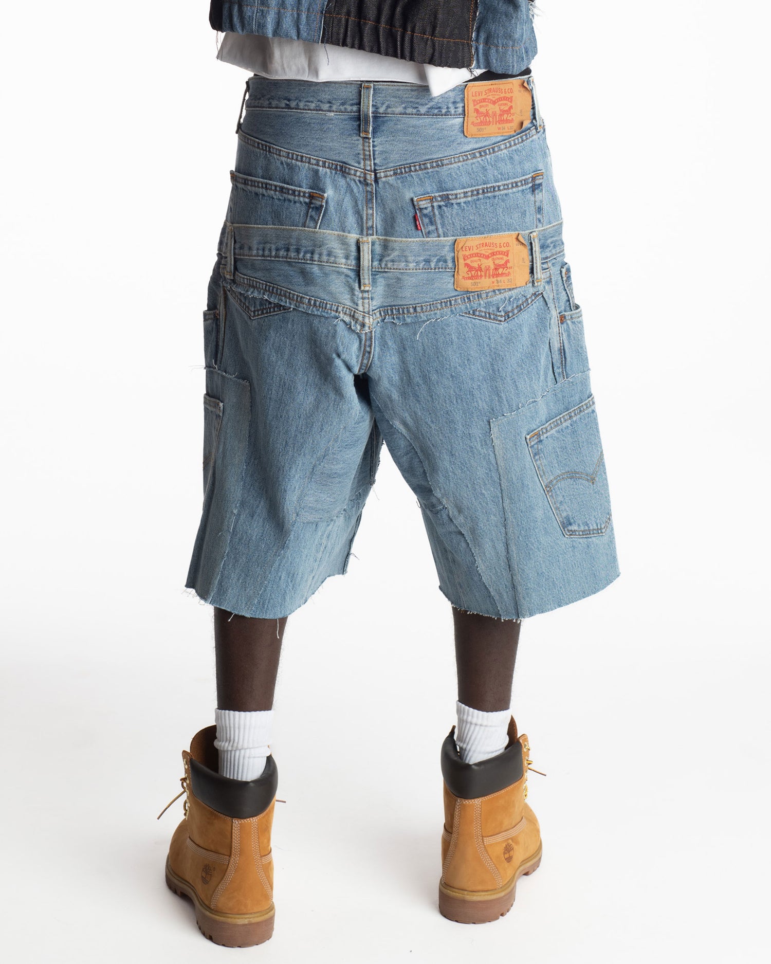 Medium Wash Rework Denim Shorts