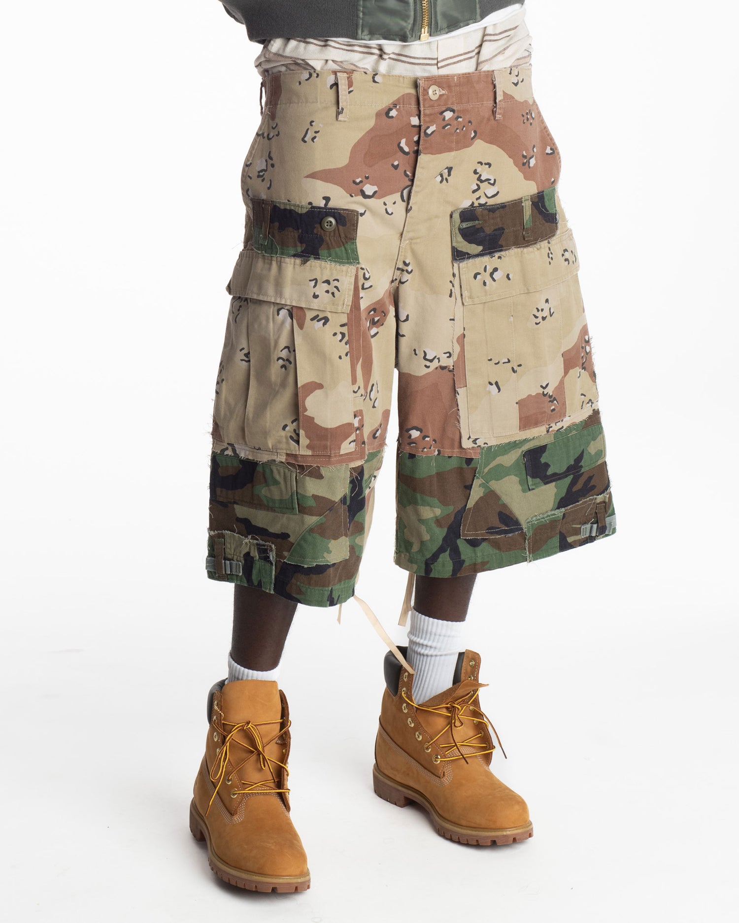 Vintage Woodland/Desert Rework Camo Cargo Shorts