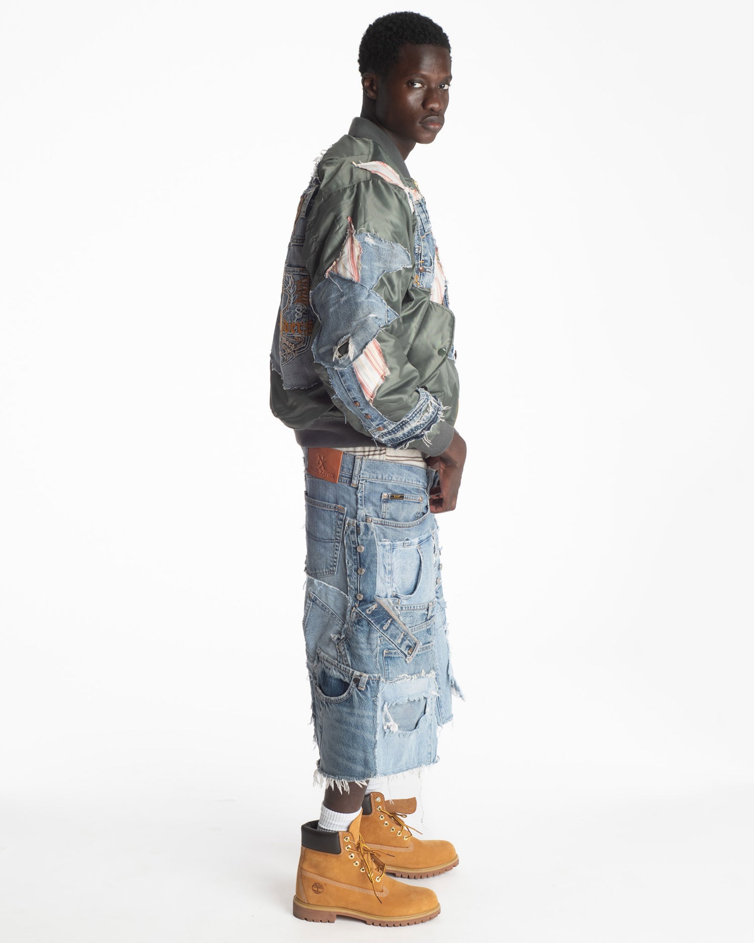 Patchwork Denim Shorts