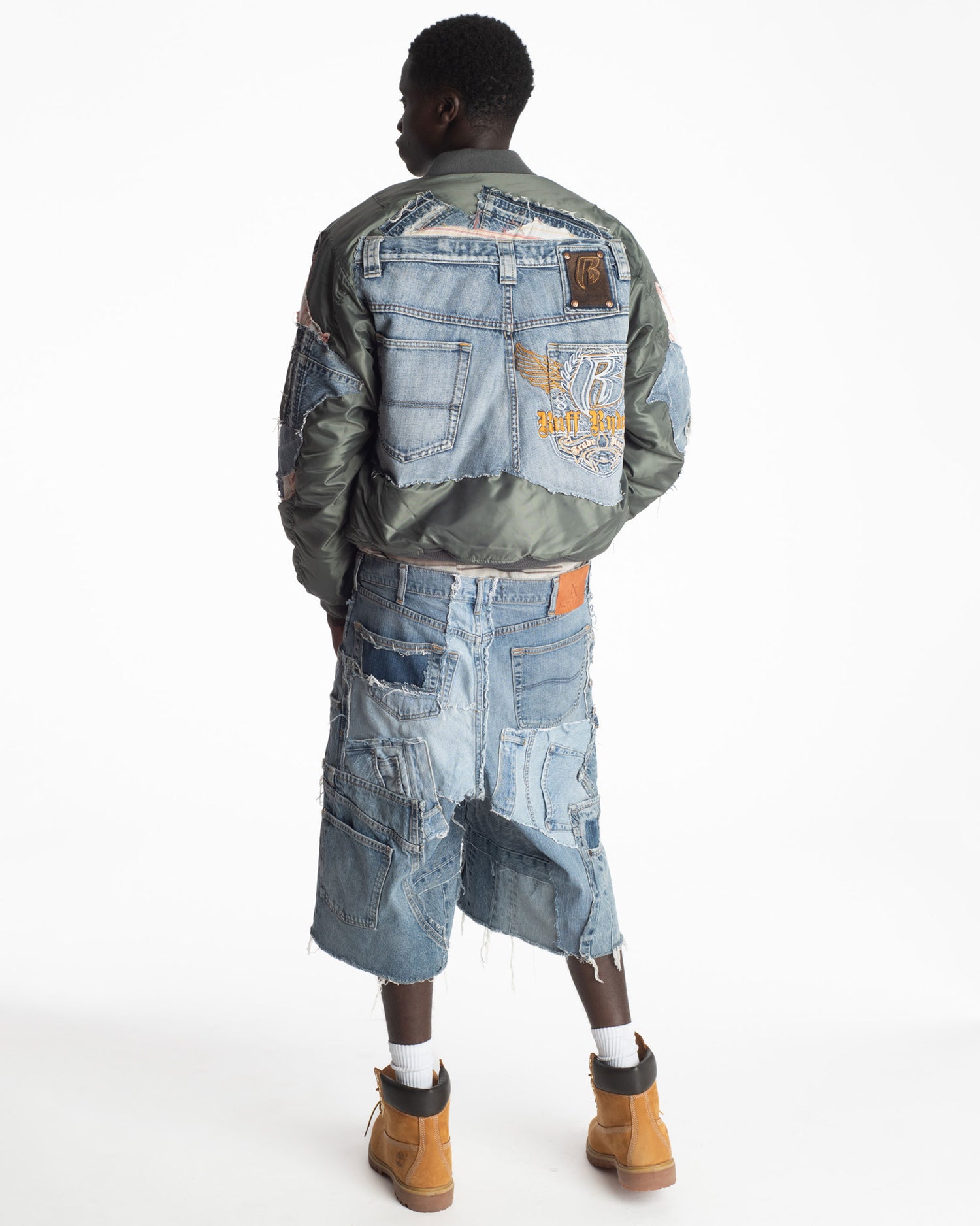 Patchwork Denim Shorts