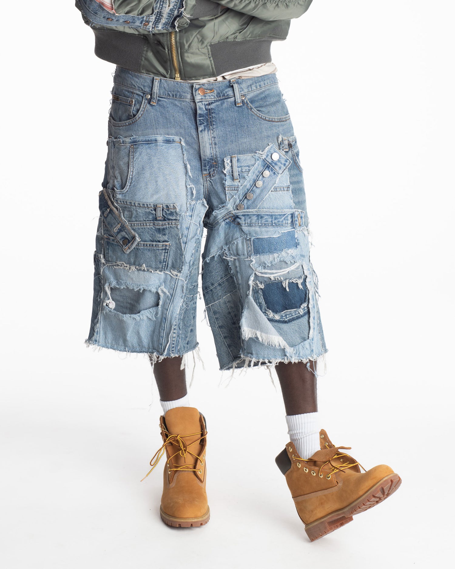 Patchwork Denim Shorts