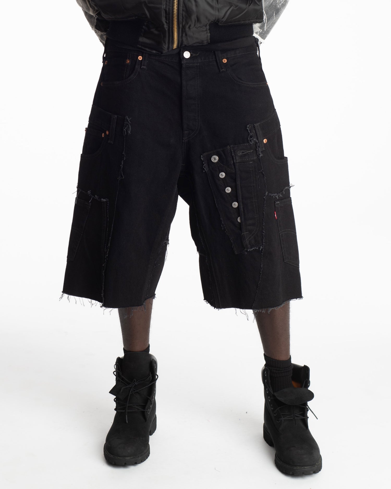 Black Rework Denim Shorts