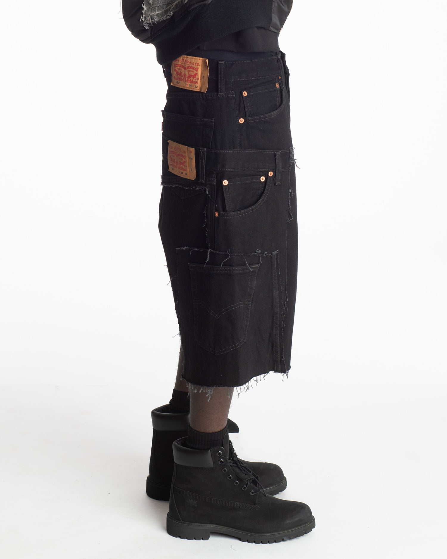 Black Rework Denim Shorts