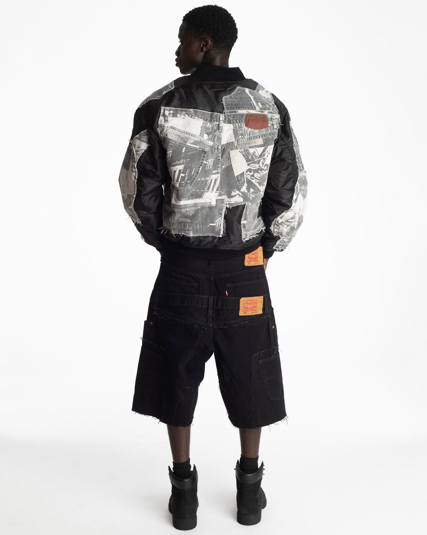 Black Rework Denim Shorts