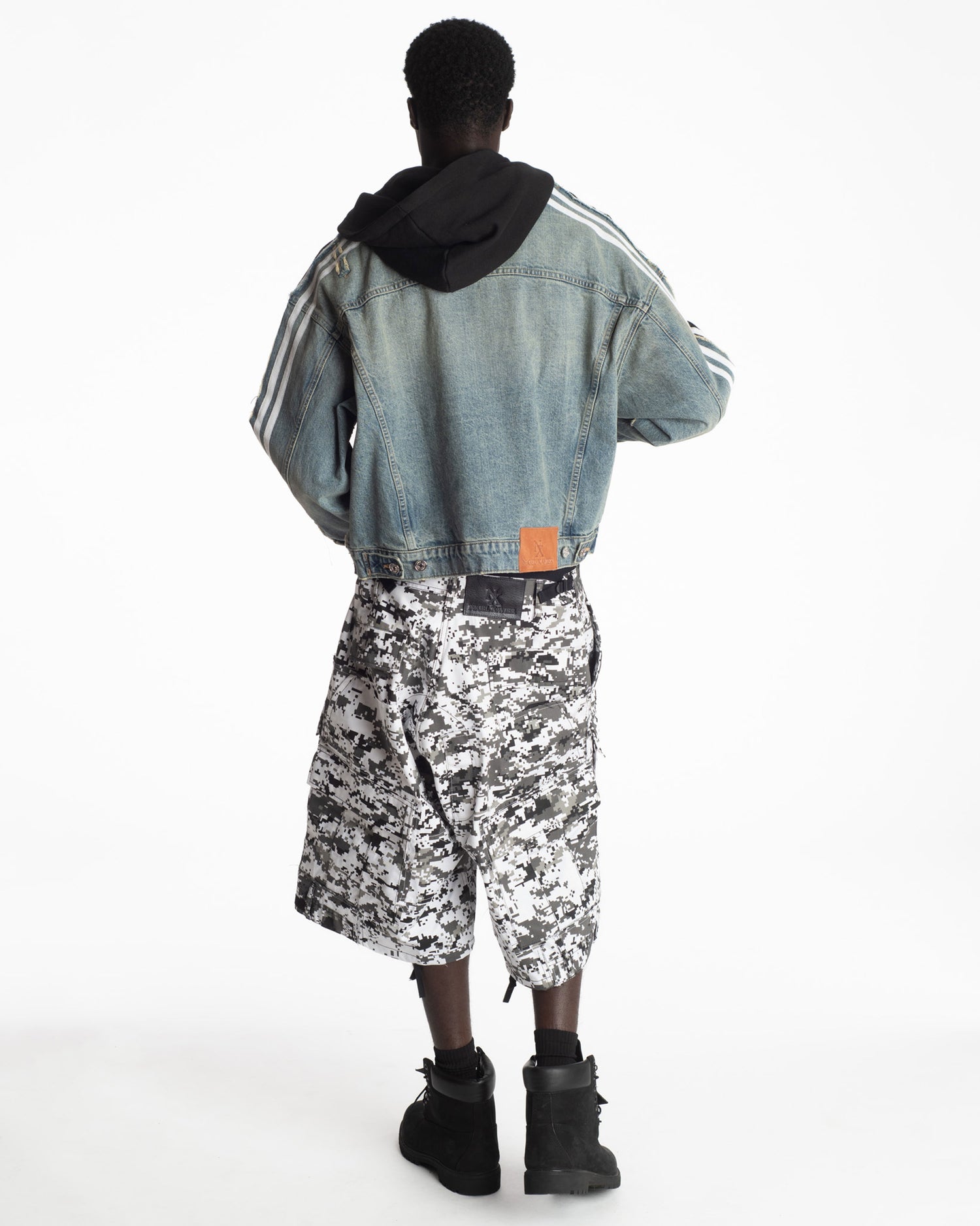 White Digital Rework Camo Cargo Shorts