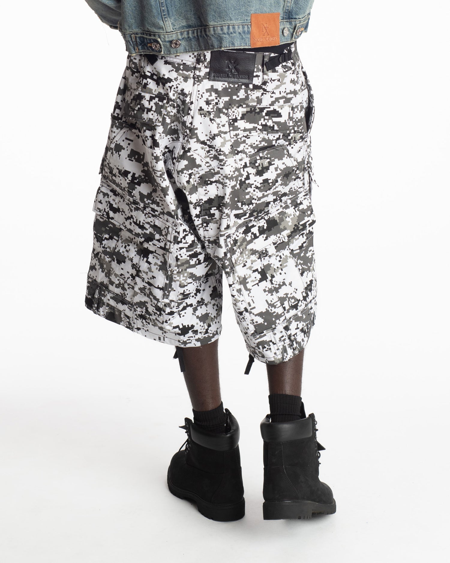 White Digital Rework Camo Cargo Shorts