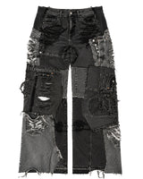 Distressed Patchwork Denim Jeans (Grey Wash)