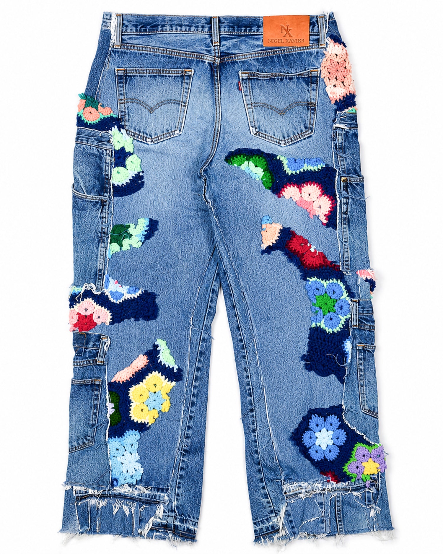 Navy Crochet x Patchwork Denim Jeans