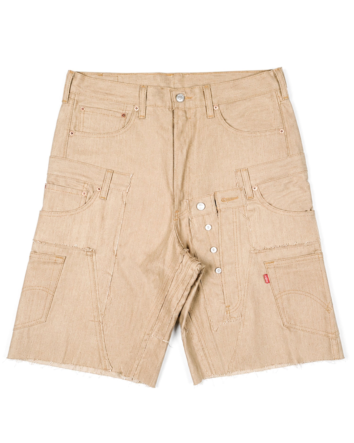 Beige Rework Denim Shorts
