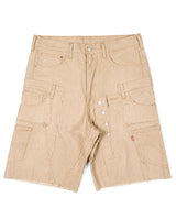 Beige Rework Denim Shorts
