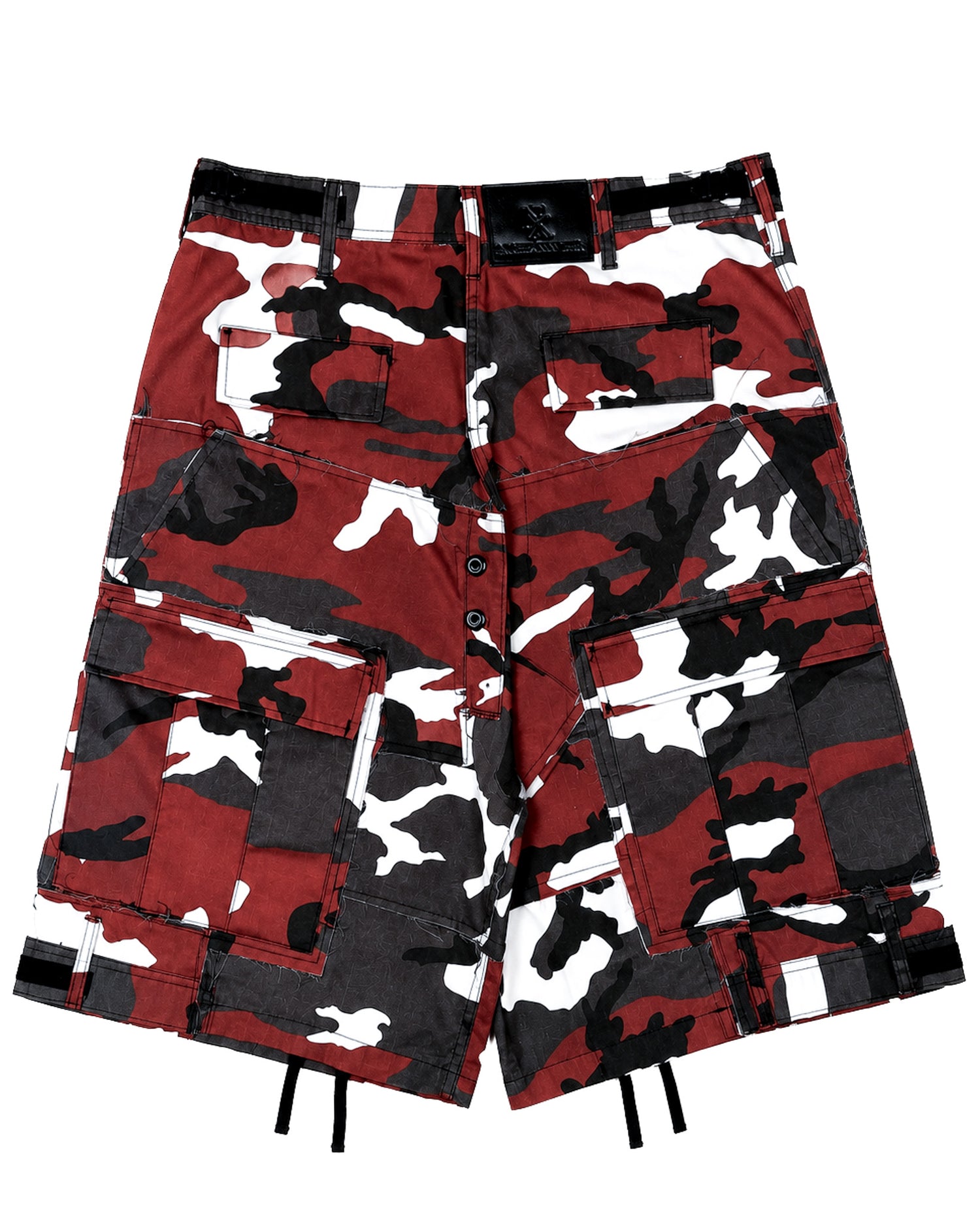 Red Rework Camo Cargo Shorts