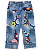 Navy Crochet x Patchwork Denim Jeans