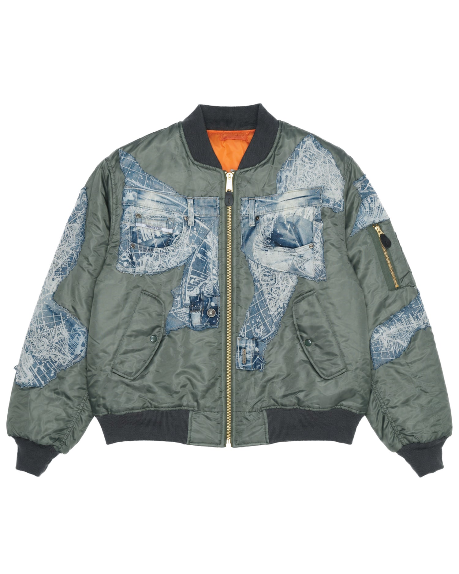Map Denim Bomber Jacket