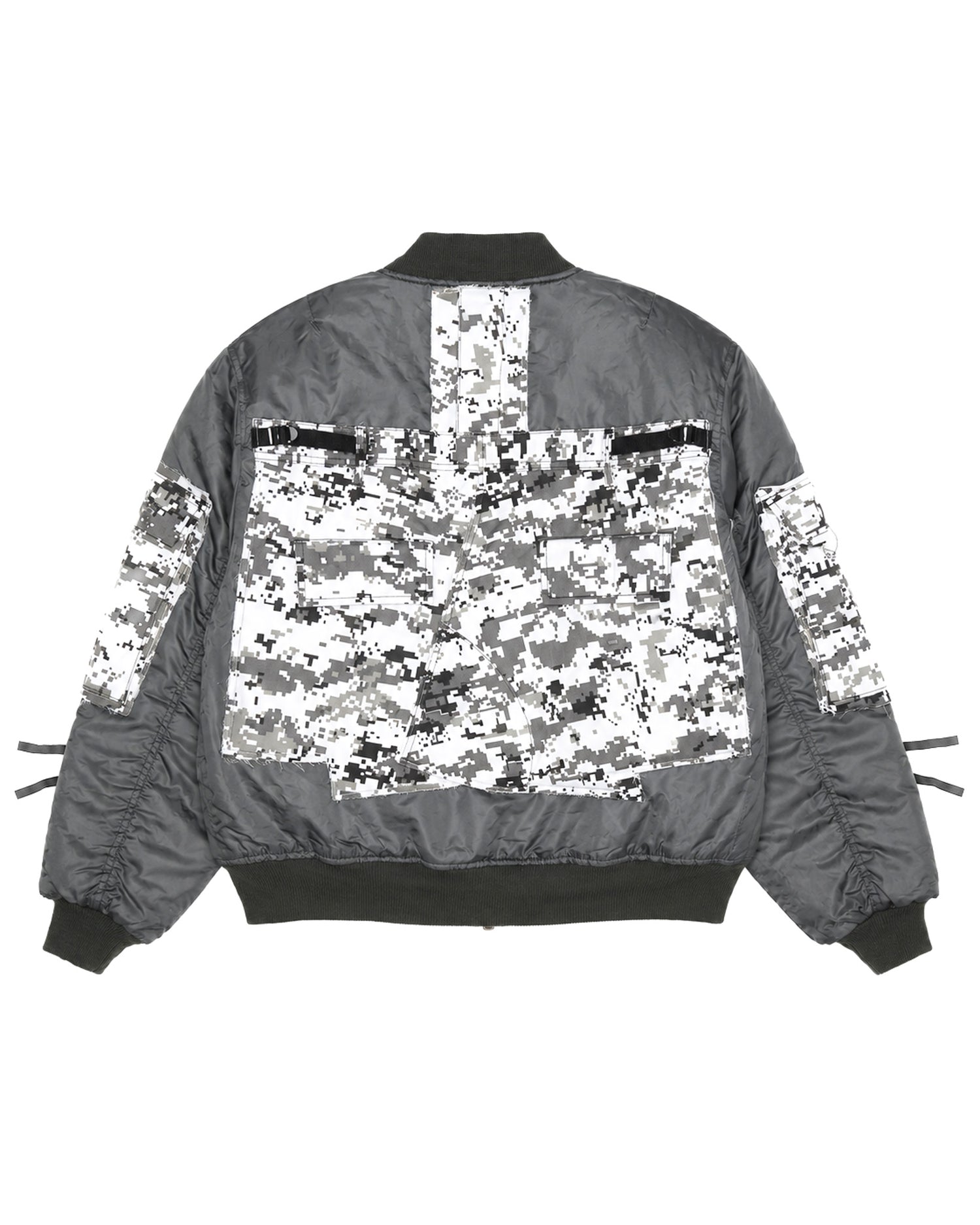 White Digital Camo Cargo Bomber Jacket