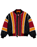 Black/Red Raw Panel Bomber Jacket