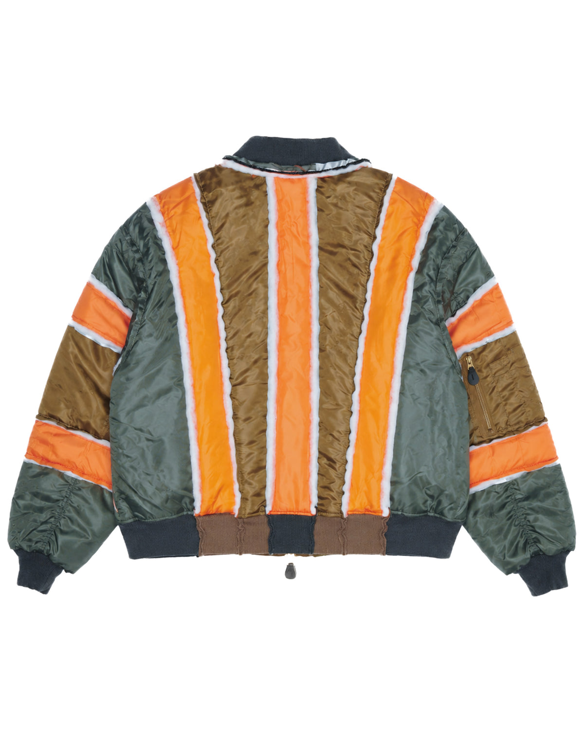 Olive/Gold Raw Panel Bomber Jacket