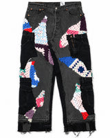 Multicolored Crochet x Patchwork Denim Jeans