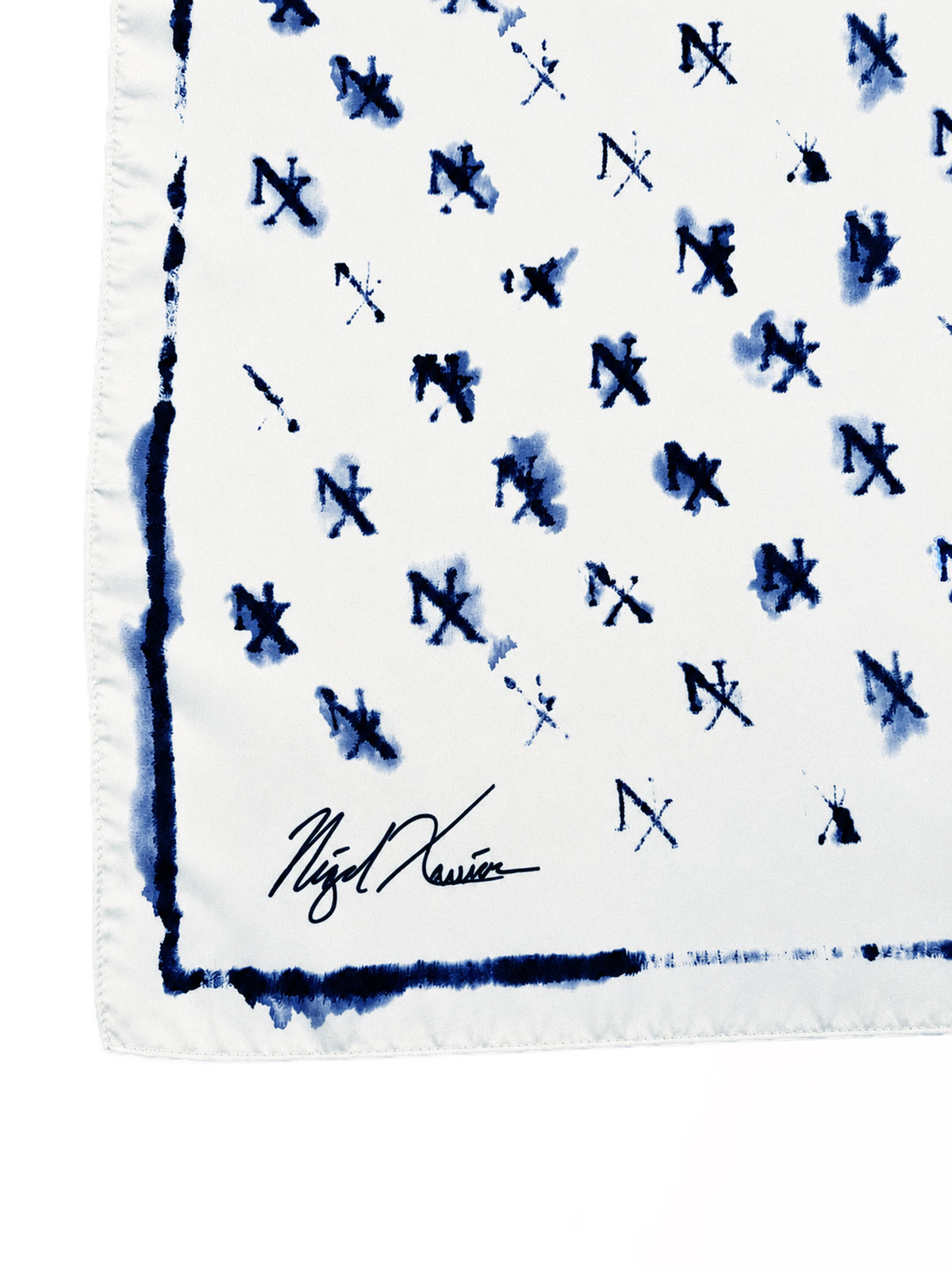 White Watercolor Monogram Scarf