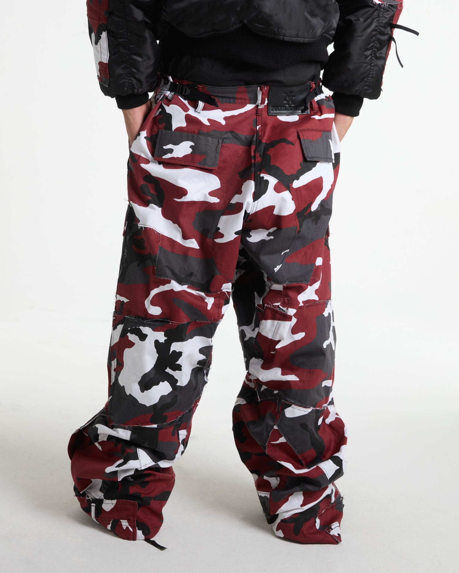 Red Rework Camo Cargo Pants