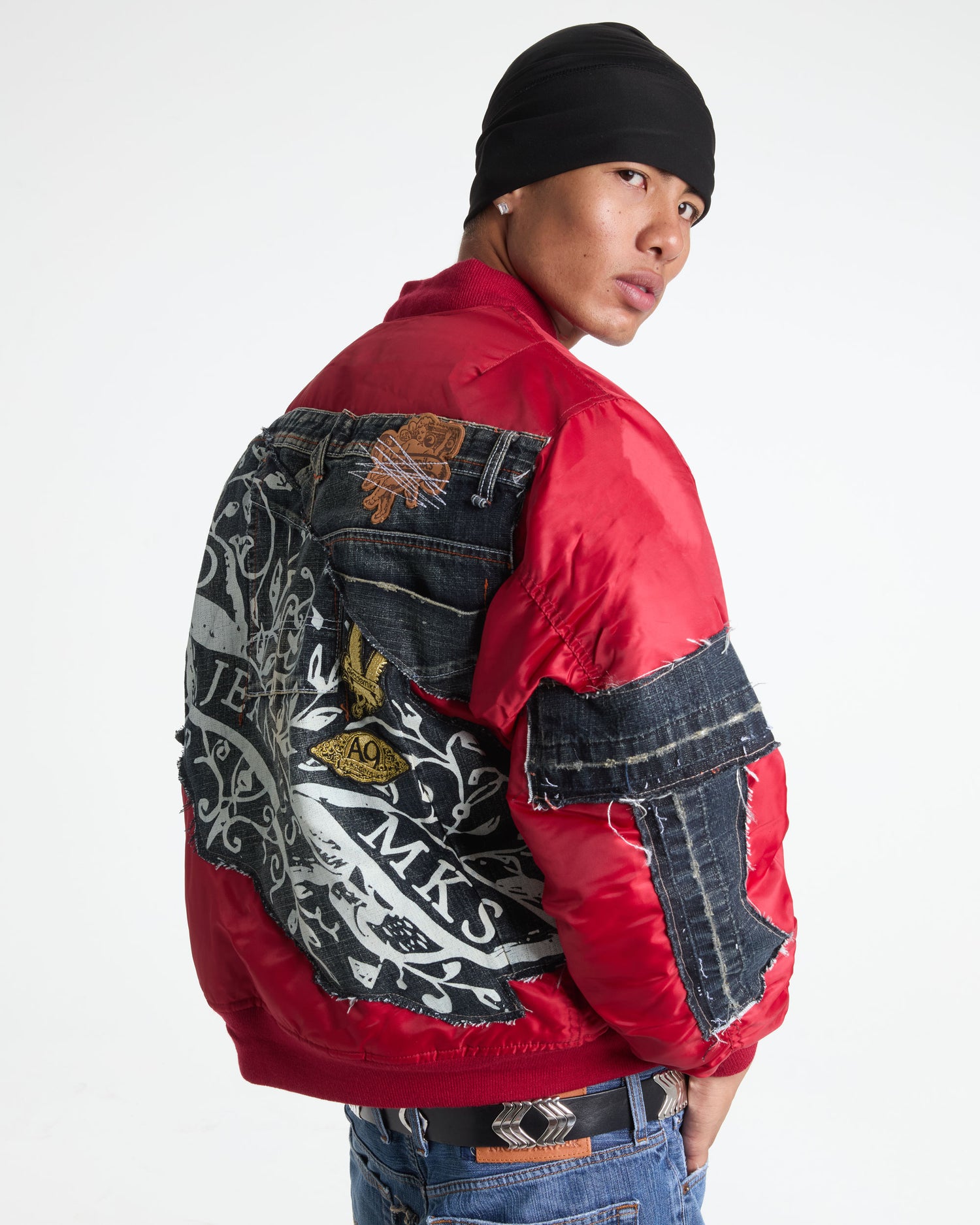 Akademiks Dark Wash Denim Bomber Jacket