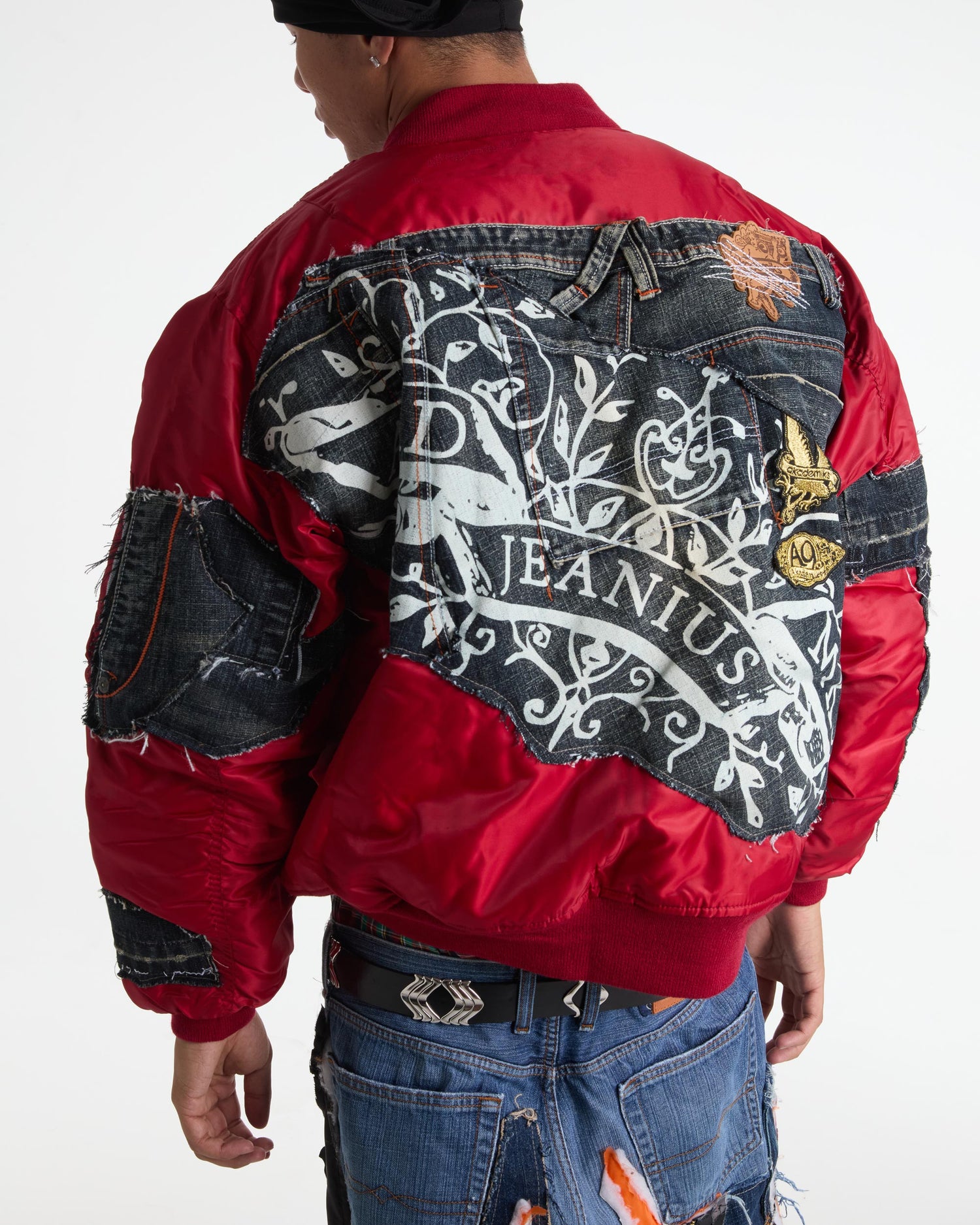 Akademiks Dark Wash Denim Bomber Jacket