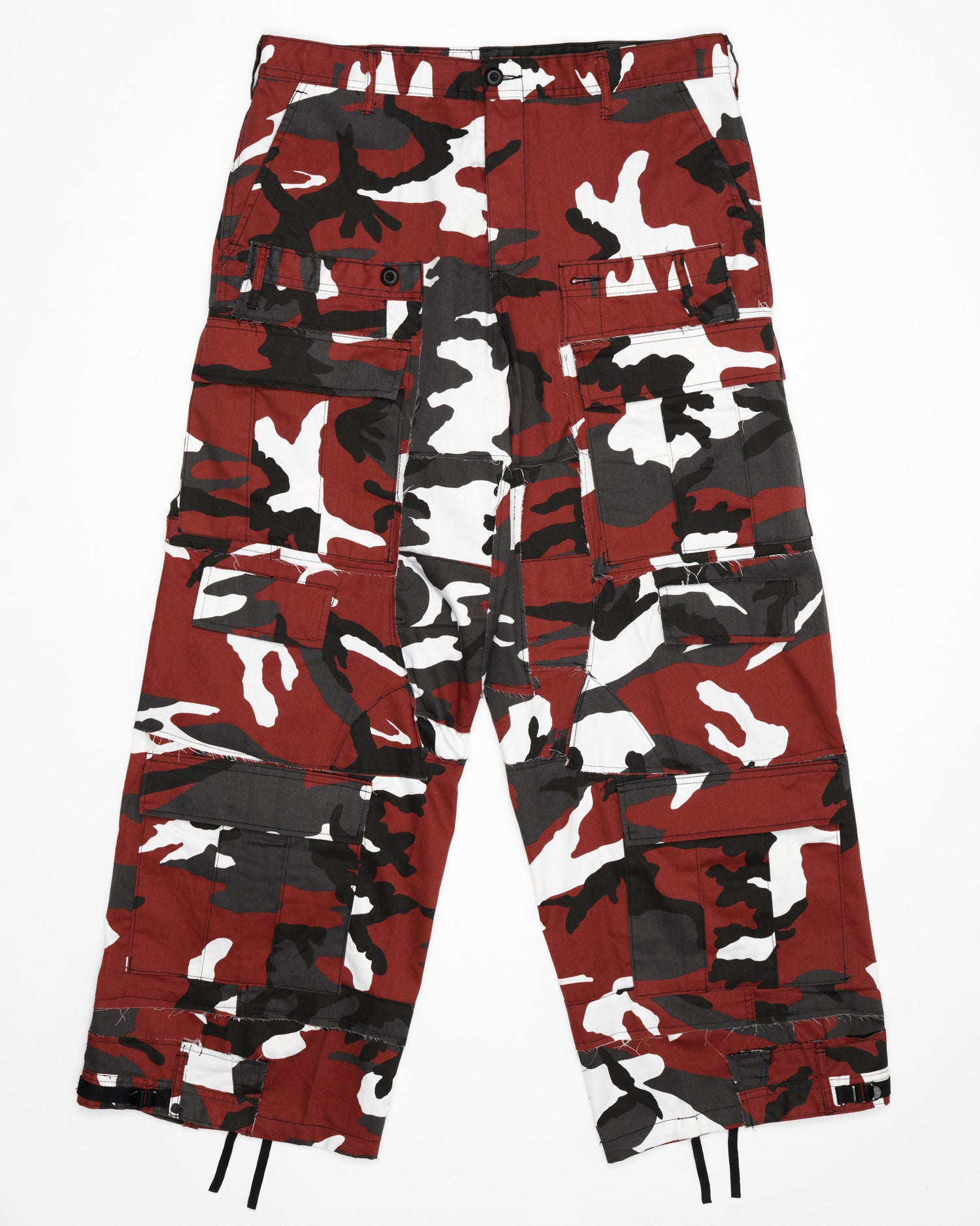 Red Rework Camo Cargo Pants