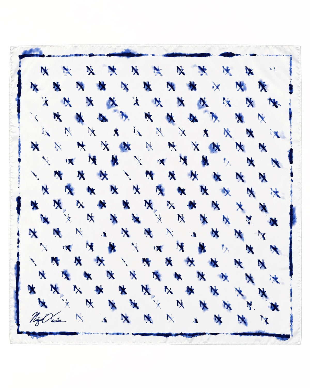 White Watercolor Monogram Scarf