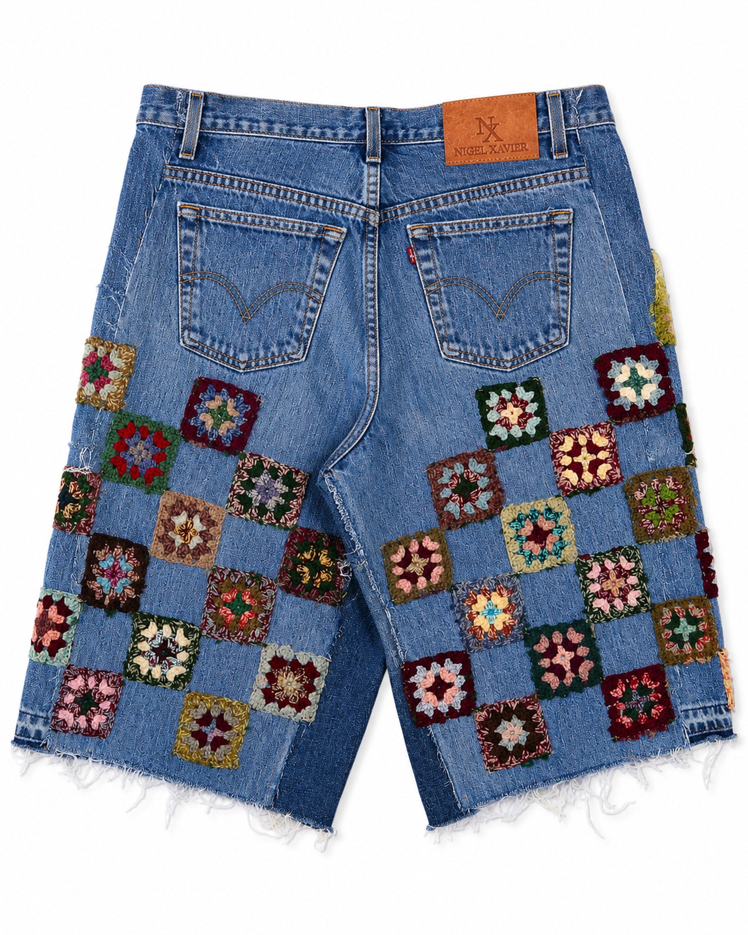 Checkerboard Crochet x Denim Shorts