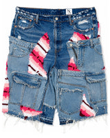 Pink Crochet x Patchwork Denim Shorts