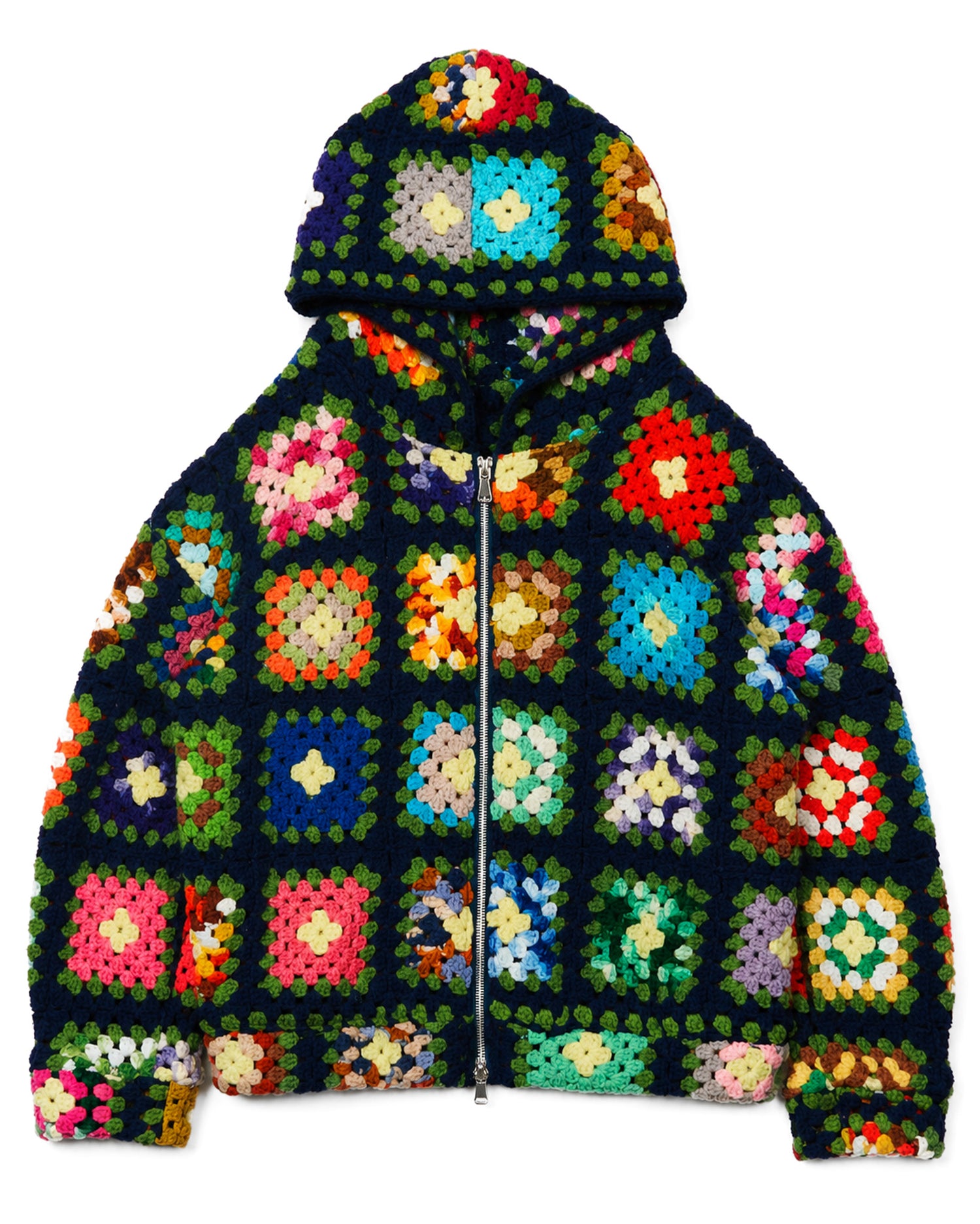 Multicolor Crochet Zip Hoodie