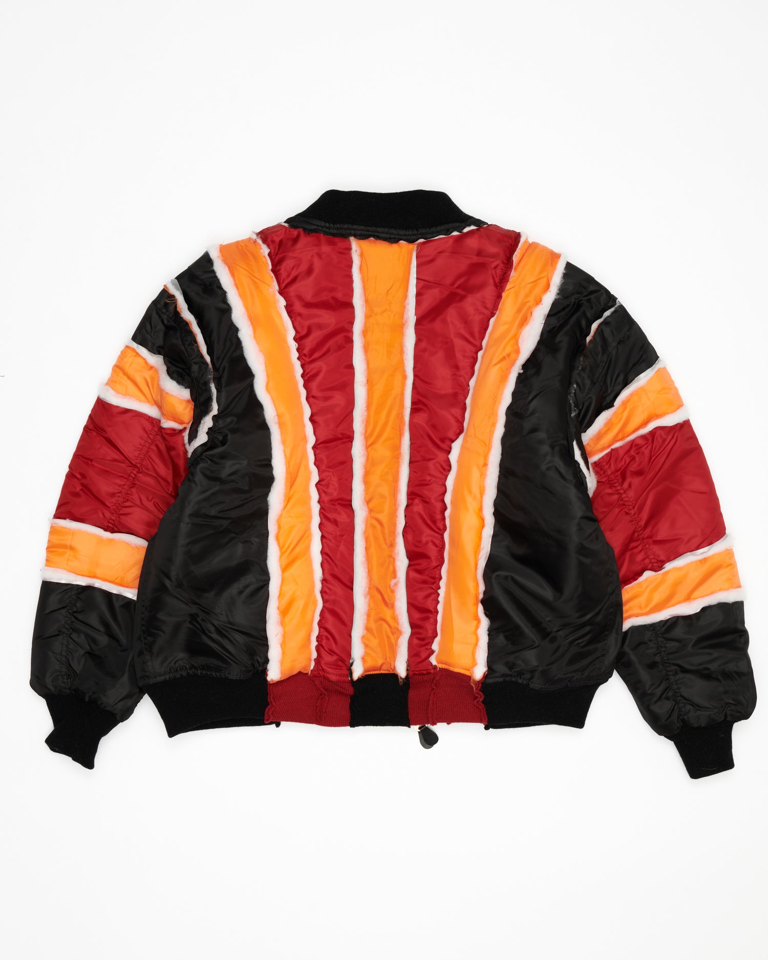 Black/Red Raw Panel Bomber Jacket