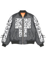 White Digital Camo Cargo Bomber Jacket