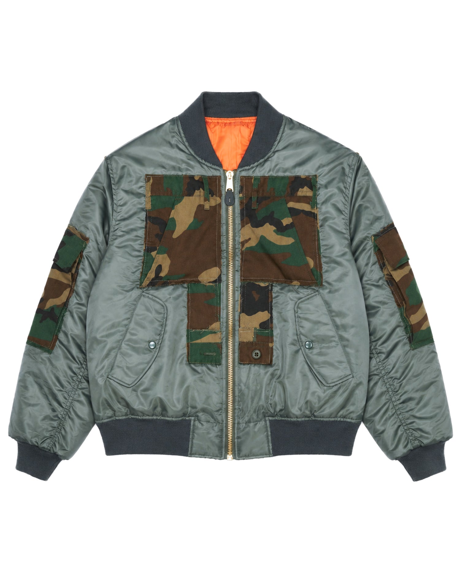 Woodland Camo Cargo Bomber Jacket