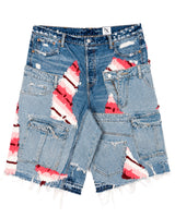 Pink Crochet x Patchwork Denim Shorts