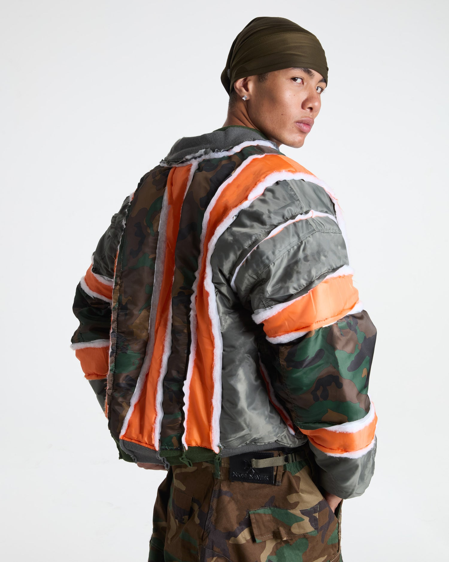 Woodland Camo/Olive Raw Panel Bomber Jacket