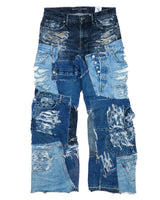 Distressed Patchwork Denim Jeans (Dark Version)