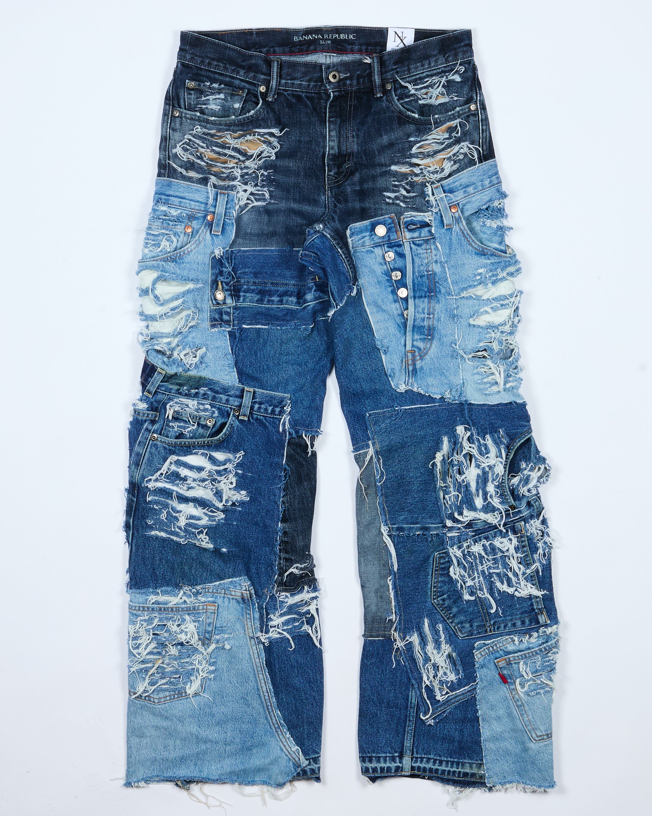 Distressed Patchwork Denim Jeans (Dark Version) – Nigel Xavier