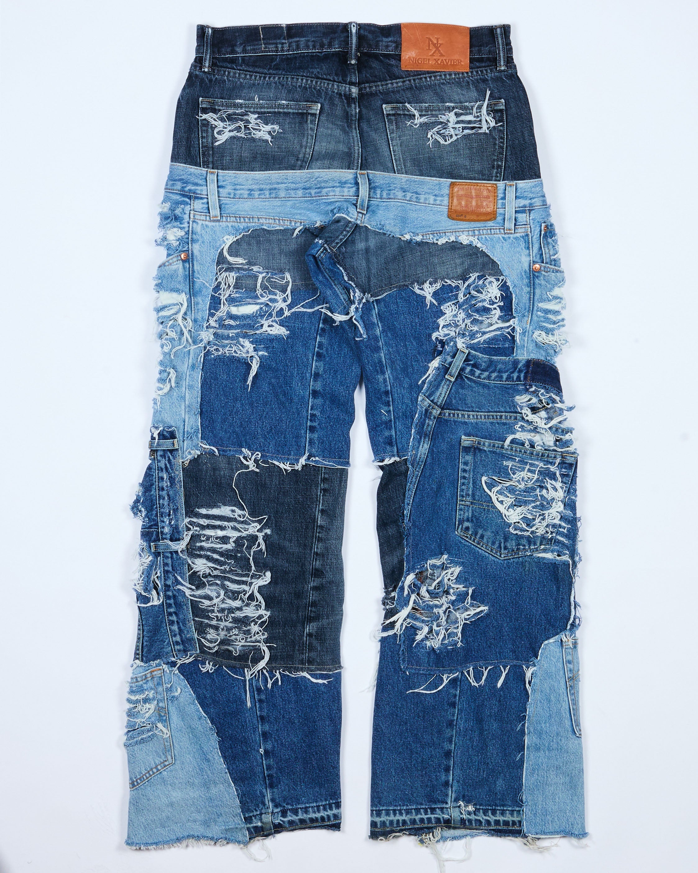 Distressed Patchwork Denim Jeans (Dark Version) – Nigel Xavier