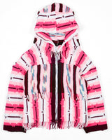 Pink Panel Crochet Zip Poncho