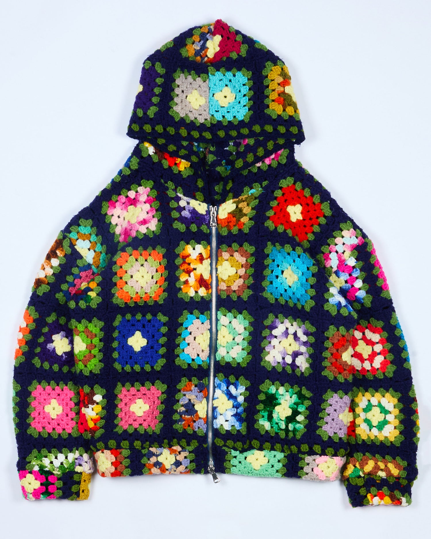 Multicolor Crochet Zip Hoodie
